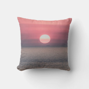 SUN SETTING ON OCEAN HORIZON CUSHION