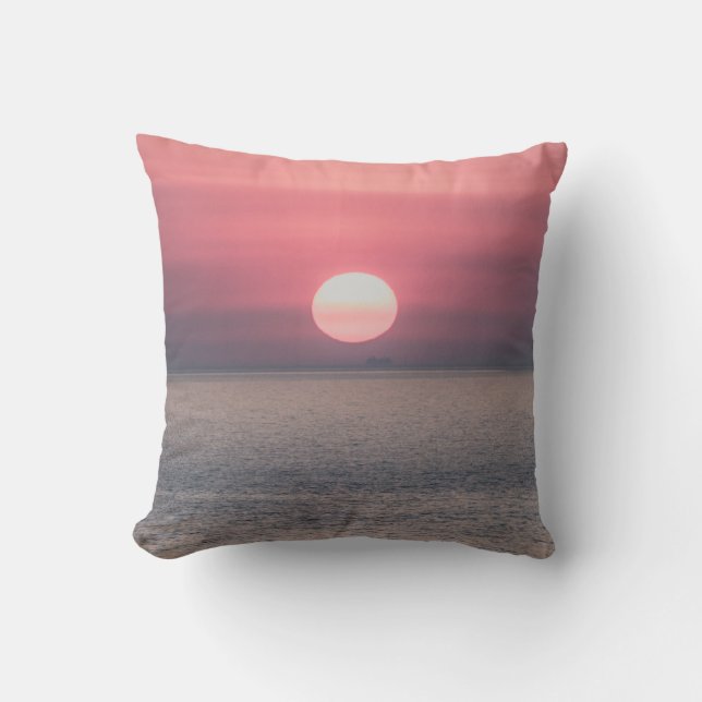 SUN SETTING ON OCEAN HORIZON CUSHION (Front)