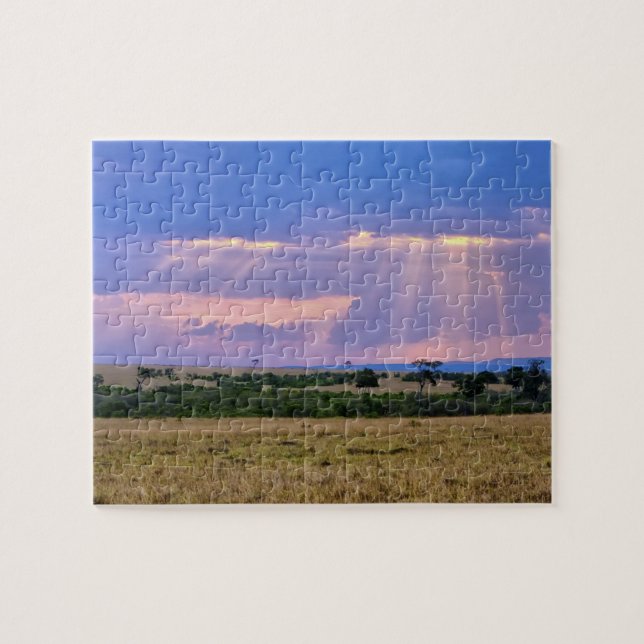 Sun setting on the Masai Mara. Jigsaw Puzzle (Horizontal)