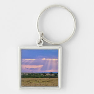 Sun setting on the Masai Mara. Key Ring
