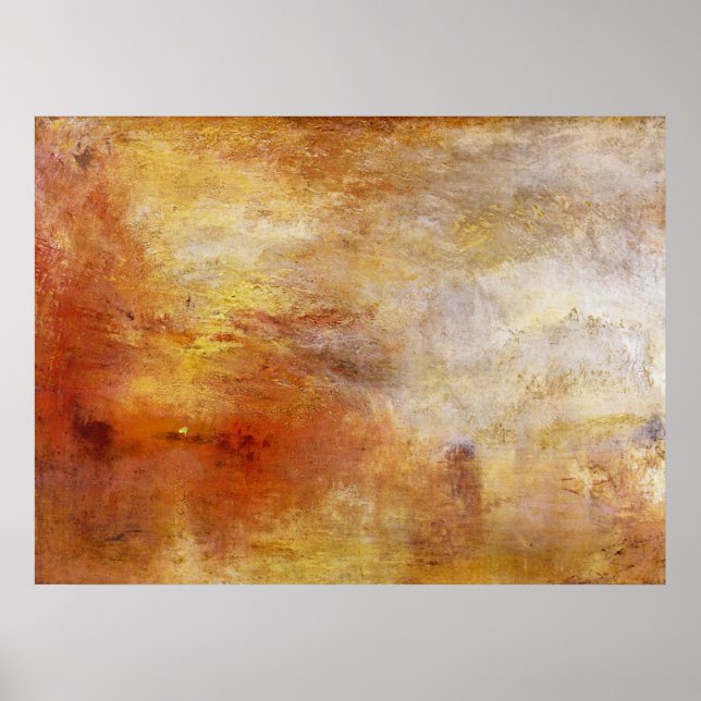 Sun setting over a lake by Joseph Mallord Turner Poster (Front)