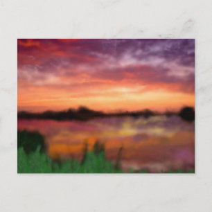 Sun Setting Over the Pond,    Postcard