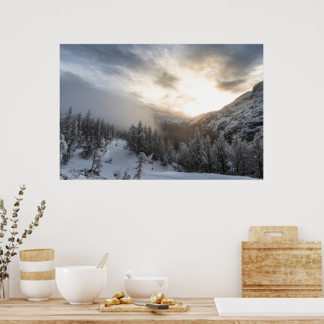 Sun shining at stunning winter scenery poster (Kitchen)