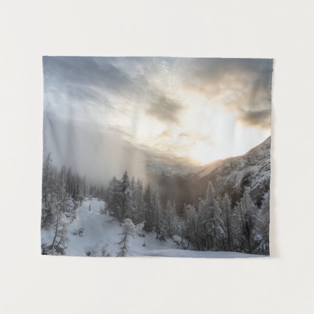 Sun shining at stunning winter scenery tapestry (Front (Horizontal))