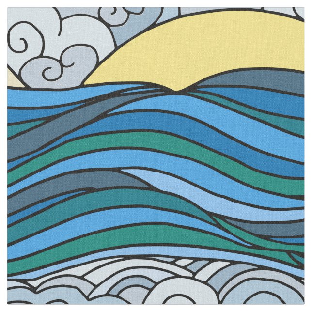 Sun Sky and the Sea Fabric (Close Up)