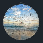 Sun. Sky. Sea. Sand. Beach Scene  Dartboard<br><div class="desc">S times 4 (Sx4) stands for Sun,  Sky,  Sea,  Sand. If you love spending time by the ocean,  here's a beach themed dartboard</div>