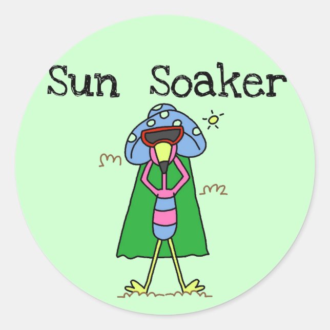 Sun Soaker Flamingo Tshirts and Gifts Classic Round Sticker (Front)