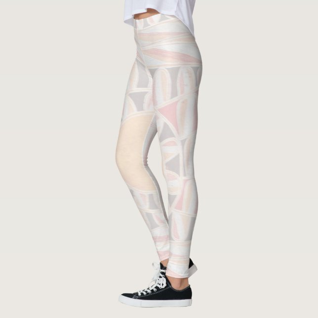 SUN SOLAR ENERGY Abstract Geometric White Leggings (Left)