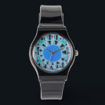 SUN SOLAR ENERGY/ Aqua Blue ,White , Black Watch<br><div class="desc">Abstract  geometrical design inspired from the ancient rituals of Sun with 3D gem stones .Design, modelling and rendering by Bulgan Lumini (c).</div>