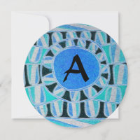 SUN SOLAR ENERGY MONOGRAM Aqua Blue Abstract