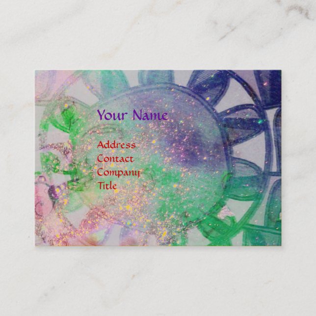 SUN SOLAR ENERGY MONOGRAM blue pink fuchsia Business Card (Front)