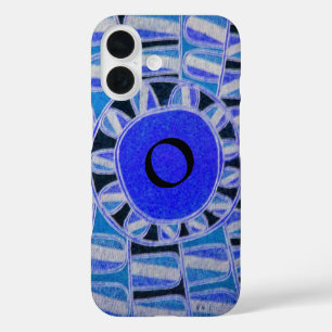 SUN SOLAR ENERGY MONOGRAM Blue White Black iPhone 16 Case
