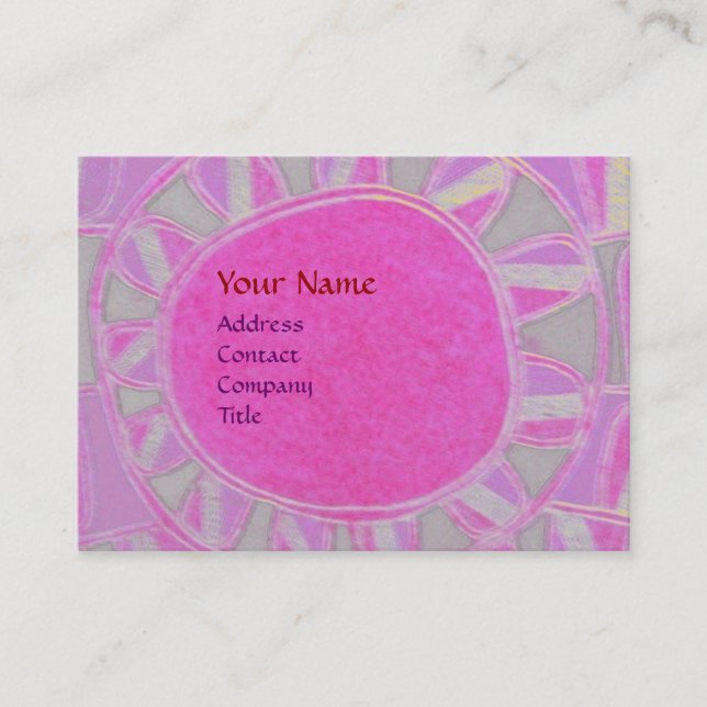 SUN SOLAR ENERGY MONOGRAM pink fuchsia black Business Card (Front)