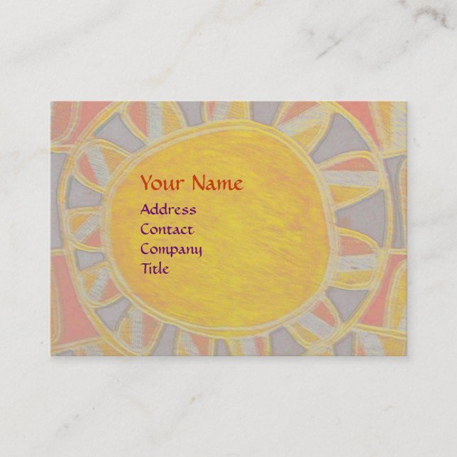 SUN SOLAR ENERGY MONOGRAM yellow orange red black Business Card (Front)