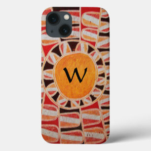 SUN SOLAR ENERGY MONOGRAM yellow orange red black iPhone 13 Case