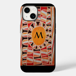 SUN SOLAR ENERGY MONOGRAM yellow orange red black iPhone 14 Case