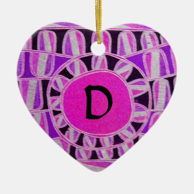 SUN SOLAR ENERGY VALENTINE'S DAY HEART MONOGRAM CERAMIC TREE DECORATION (Front)