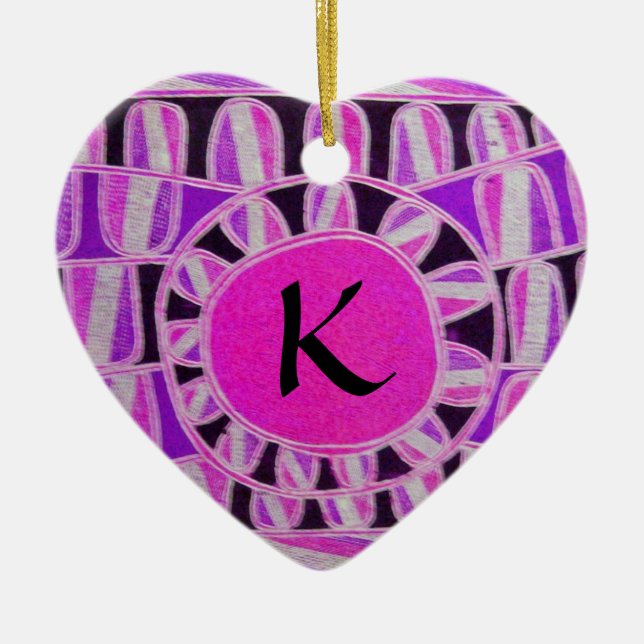 SUN SOLAR ENERGY VALENTINE'S DAY HEART MONOGRAM CERAMIC TREE DECORATION (Front)