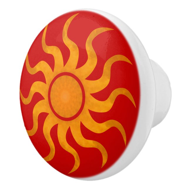 Sun Spicy Red Tile - Large Ceramic Knob (Right)