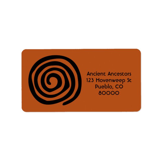 Sun Spiral Native American Petroglyph Symbol Label (Front)