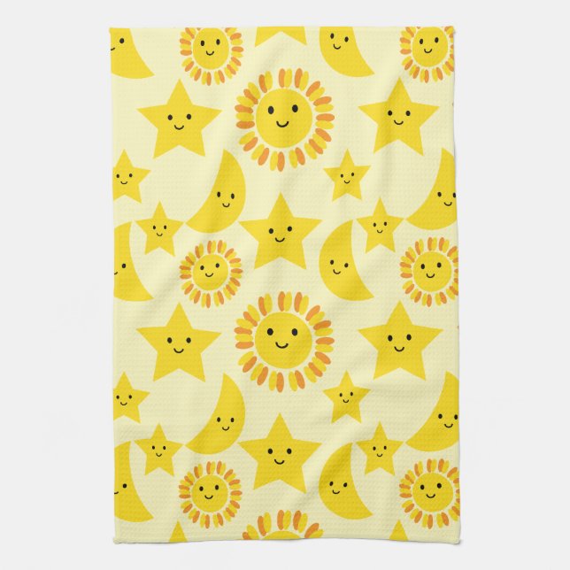 Sun star moon tea towel (Vertical)