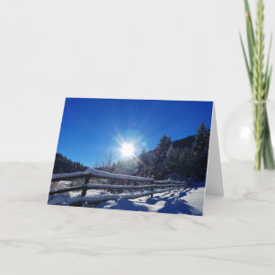 Sun Star Winter Scene Christmas Greeting Card