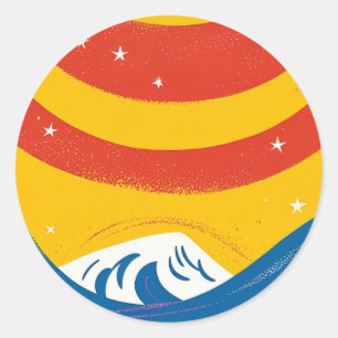 Sun, Stars, and Waves Classic Round Sticker