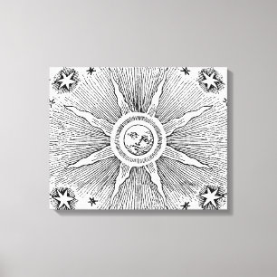 Sun Stars Antique Night Sky Mediaeval Zodiac Canvas Print