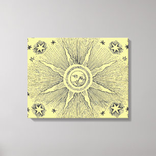 Sun Stars Antique Night Sky Mediaeval Zodiac Canvas Print