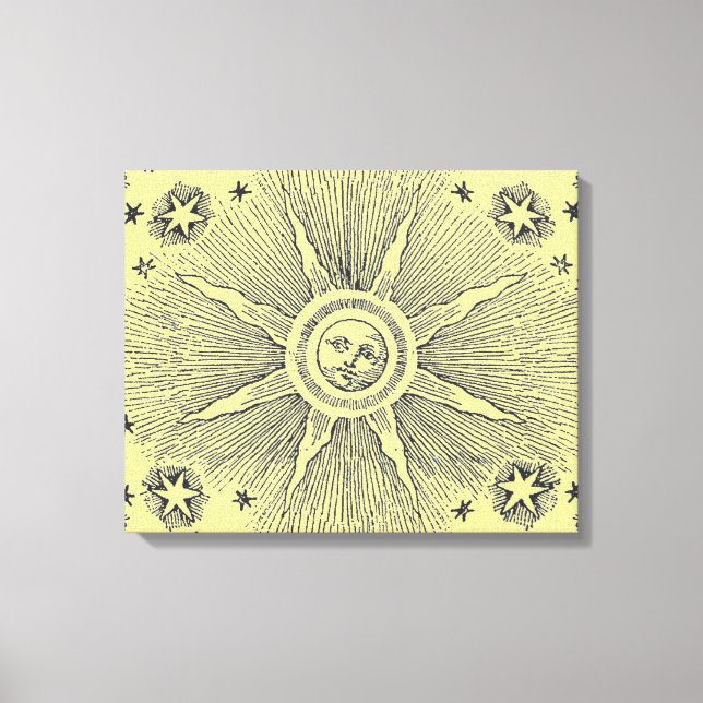 Sun Stars Antique Night Sky Mediaeval Zodiac Canvas Print (Front)