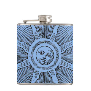 Sun Stars Antique Night Sky Mediaeval Zodiac Hip Flask