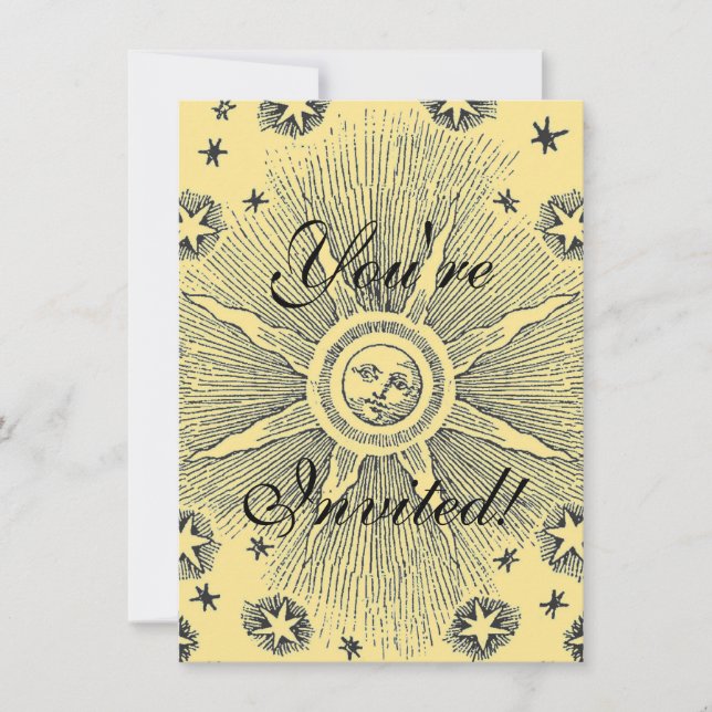 Sun Stars Antique Night Sky Mediaeval Zodiac Invitation (Front)