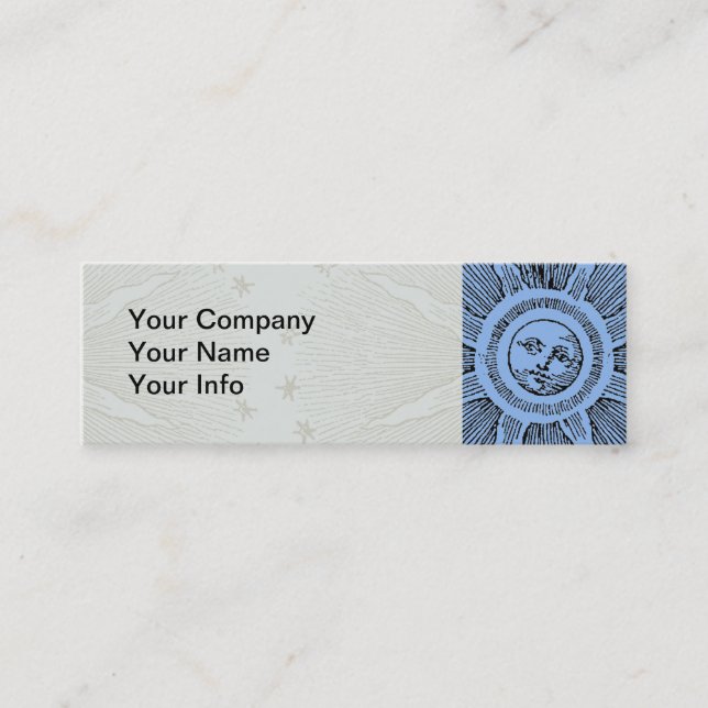 Sun Stars Antique Night Sky Mediaeval Zodiac Mini Business Card (Front)