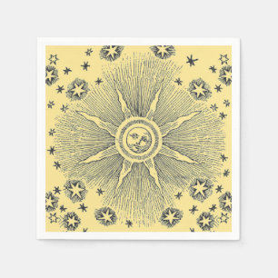Sun Stars Antique Night Sky Mediaeval Zodiac Napkin