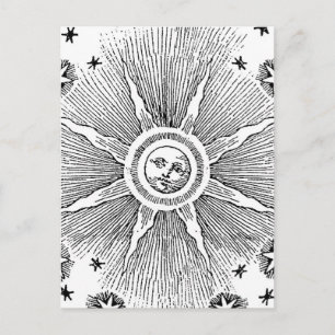 Sun Stars Antique Night Sky Mediaeval Zodiac Postcard