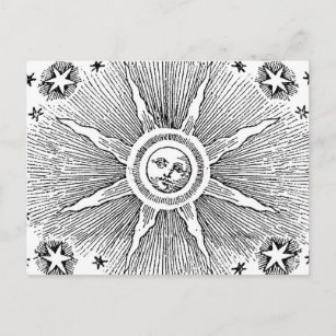 Sun Stars Antique Night Sky Mediaeval Zodiac Postcard