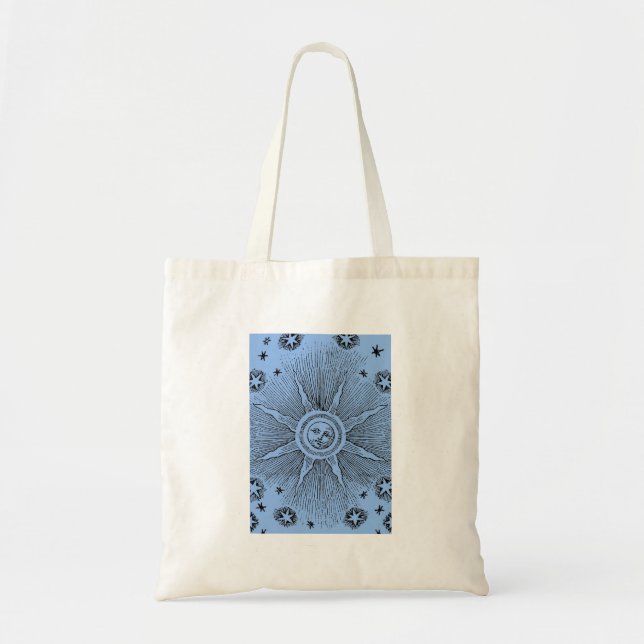 Sun Stars Antique Night Sky Mediaeval Zodiac Tote Bag (Front)