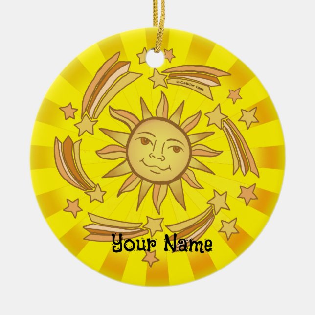 Sun Stars Ceramic Tree Decoration (Front)