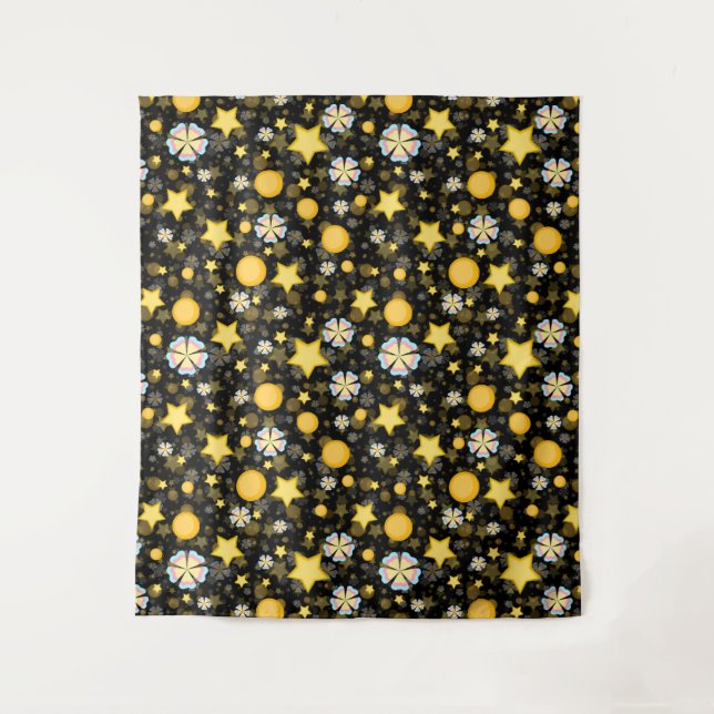 Sun Stars Flowers Glitters Pattern Design  Tapestry (Front)