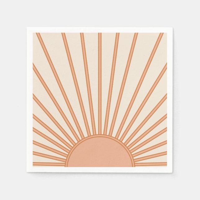 Sun Sunrise Earth Tones Terracotta Retro Sunshine Napkin (Front)
