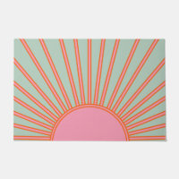 Sun Sunrise Green And Pink Abstract Retro Sunshine