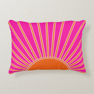 Sun Sunrise Hot Pink And Orange Preppy Sunshine Decorative Cushion