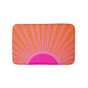 Sun Sunrise Orange And Hot Pink Preppy Sunshine Bath Mat