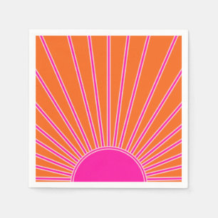 Sun Sunrise Orange And Hot Pink Preppy Sunshine Napkin