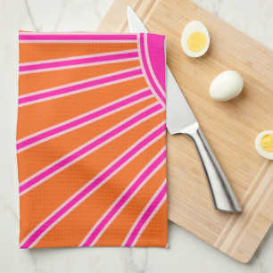 Sun Sunrise Orange And Hot Pink Preppy Sunshine Tea Towel