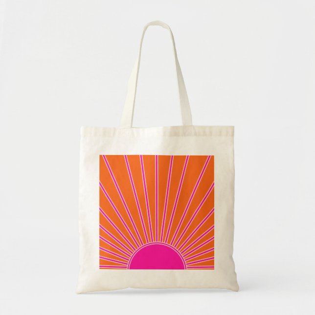 Sun Sunrise Orange And Hot Pink Preppy Sunshine Tote Bag (Front)