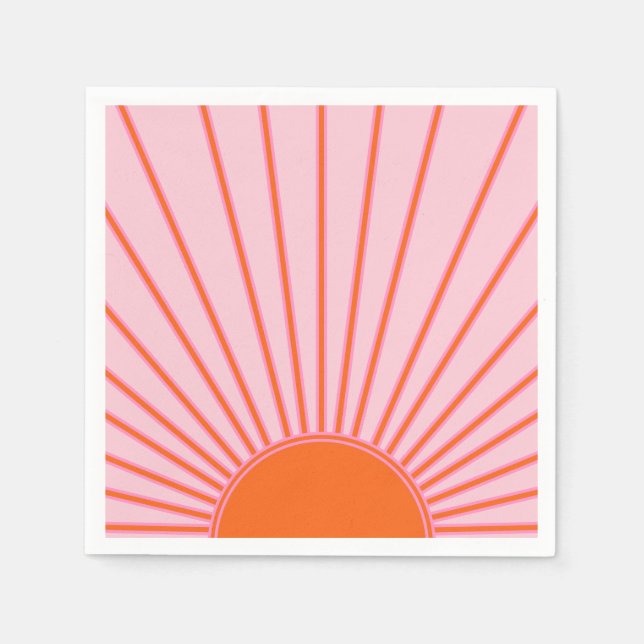 Sun Sunrise Pastel Pink And Orange Sunshine Napkin (Front)