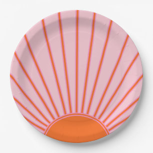 Sun Sunrise Pastel Pink And Orange Sunshine Paper Plate