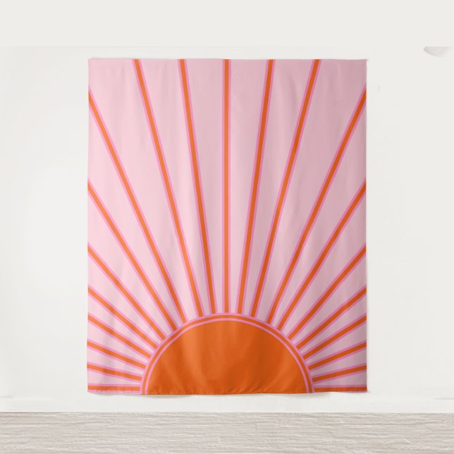 Sun Sunrise Pastel Pink And Orange Sunshine Tapestry (Front)