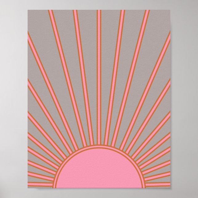 Sun Sunrise Pink And Grey Sunshine Poster (Front)